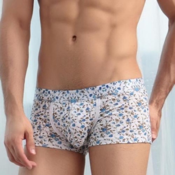 Other - Blue Floral Print Men's White Boxer Briefs O/S